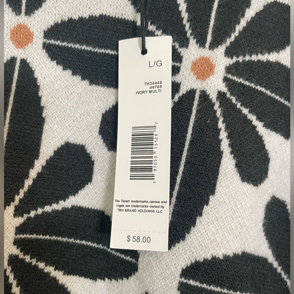 Tahari Short Sleeve Sweater NWT graphic floral print L - Picture 2 of 4